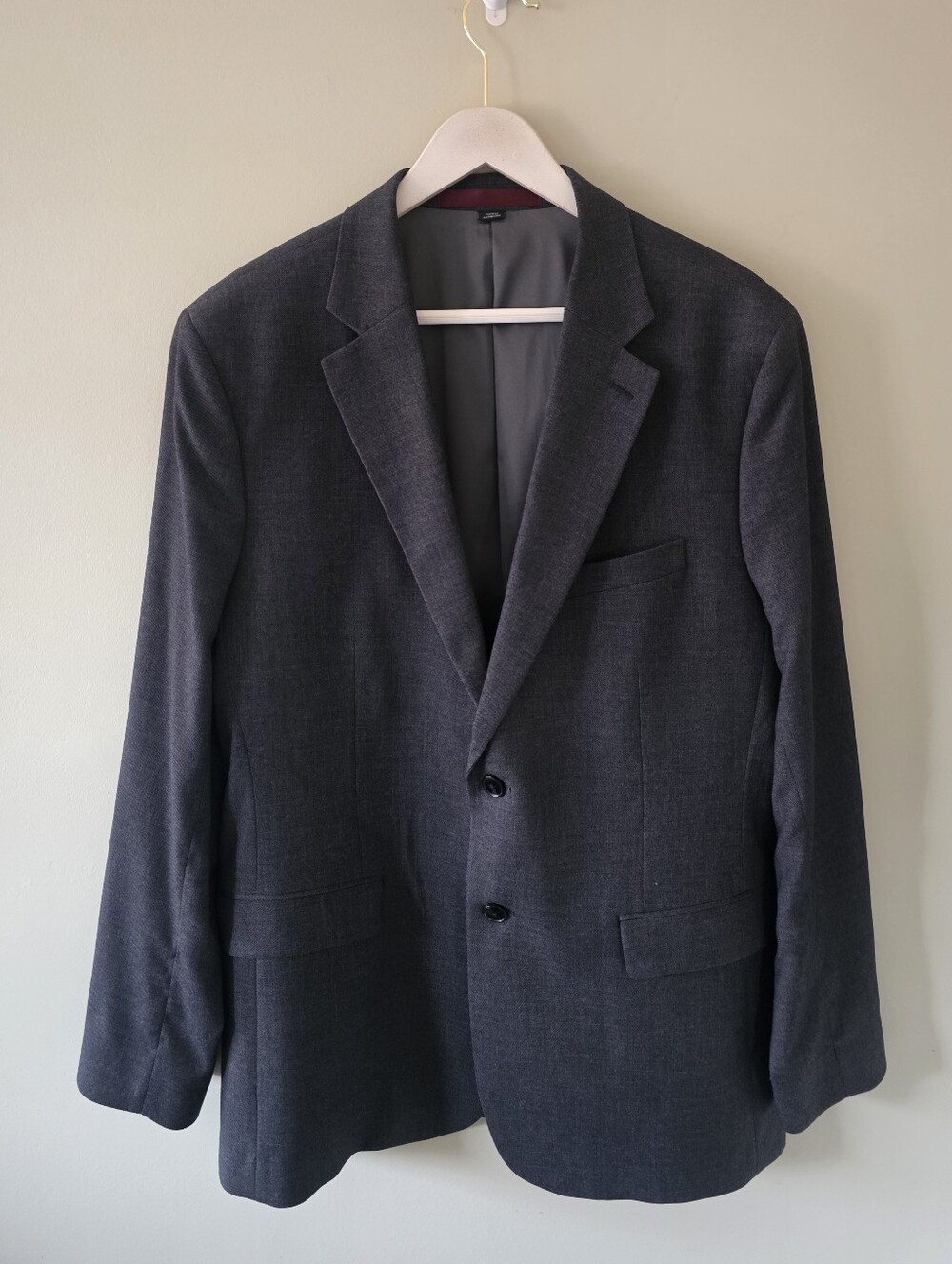 NWOT RW&CO. 42R Charcoal Gray Plaid Tailored Fit Blazer Executive Academia Work